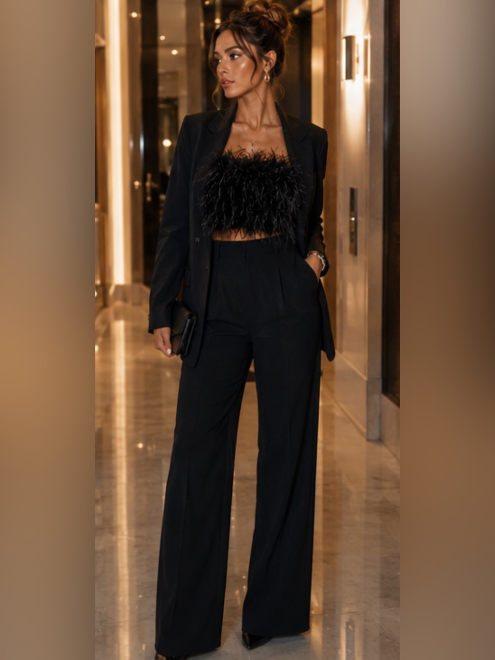 Privy Black Wide-Leg Dress Pants - High-Rise Evening Trousers